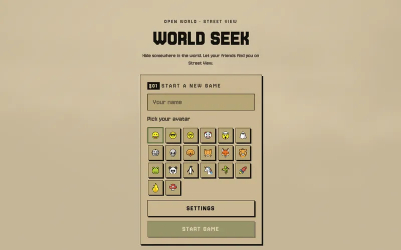 The World Seek game board mid-round